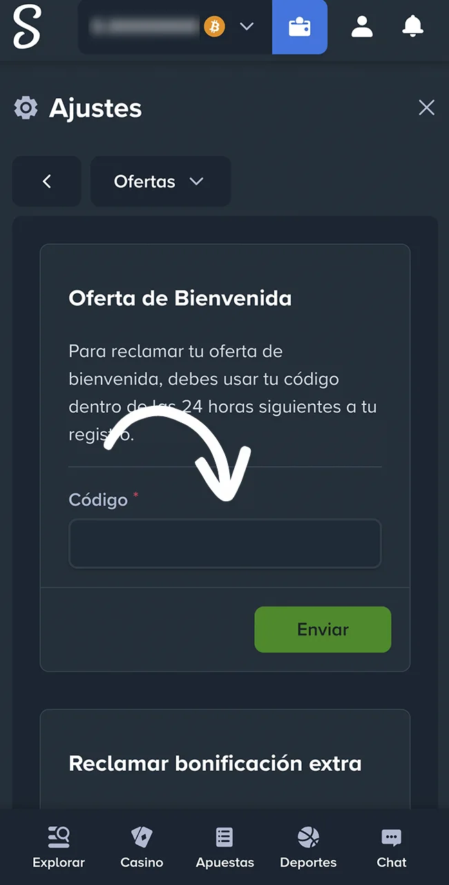 Canjeá tu promo en sitio Stake.